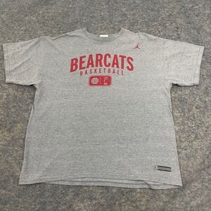 VTG Nike Team Jordan Cincinnati Bearcats Basketball T-Shirt Gray Men's XL Y2K